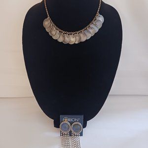 Silver Tone Necklace and Earrings Set